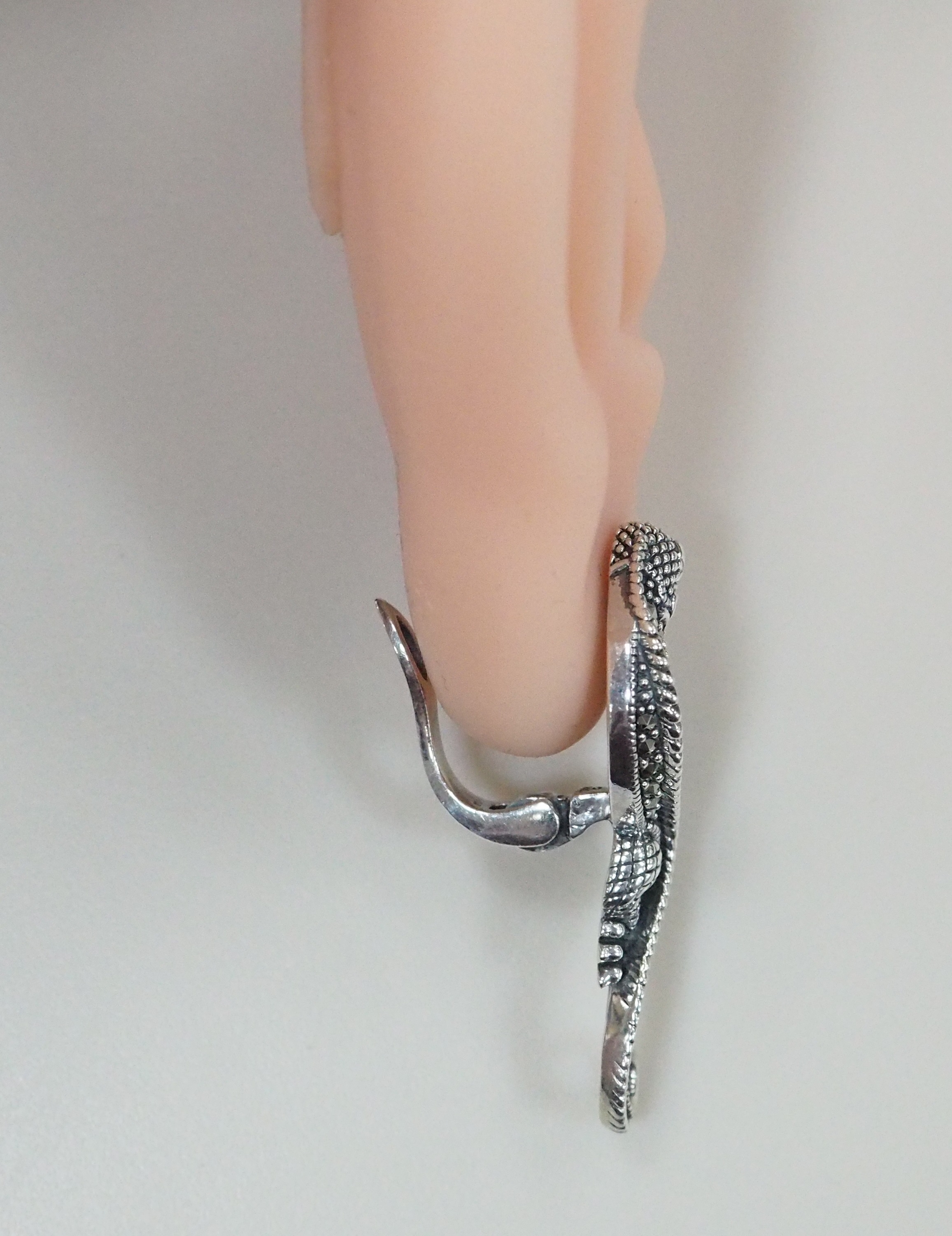 Серебряные серьги с марказитами "Ящерицы"